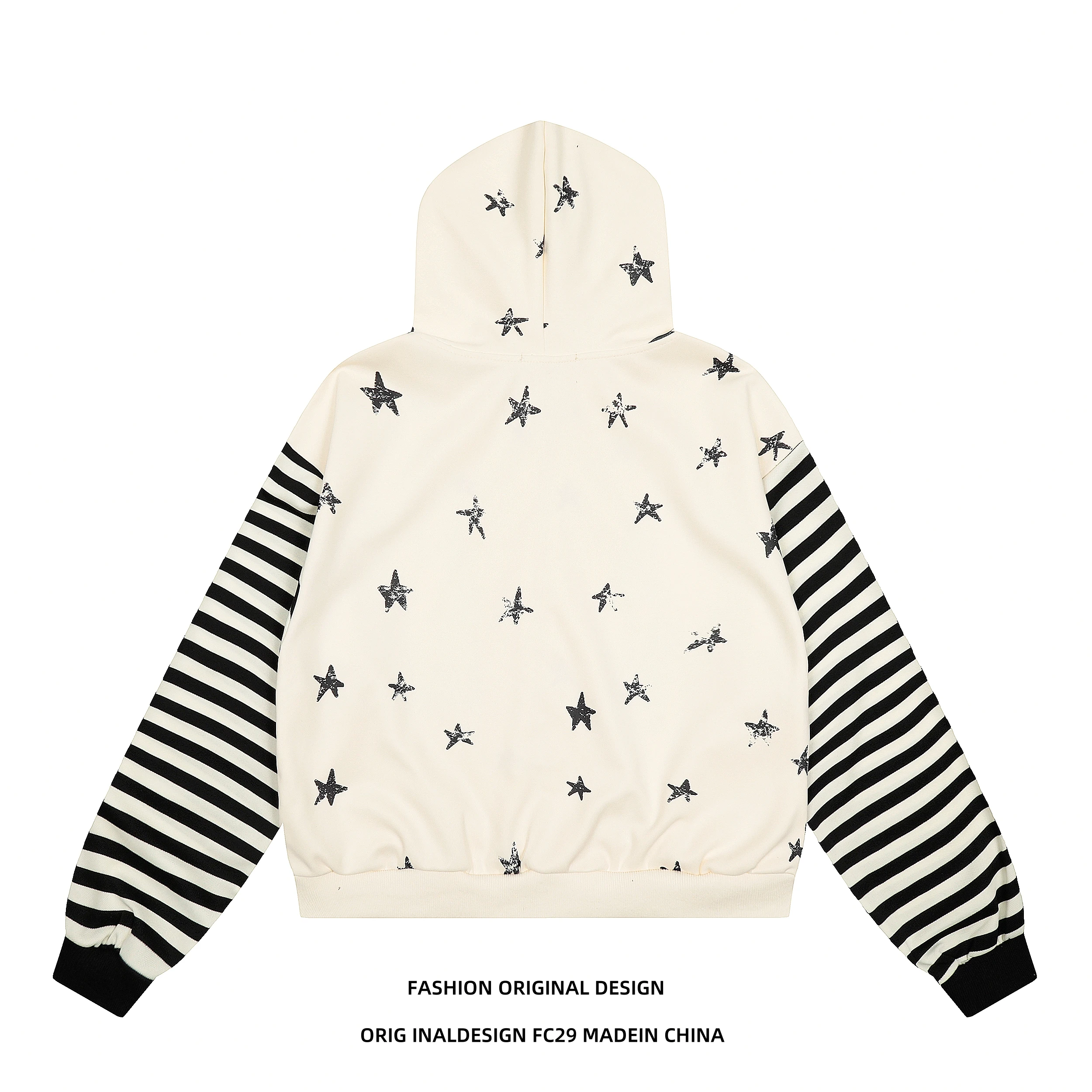 

Ретро-кардиган с капюшоном в полоску и звездным принтом в стиле Y2K, свободный повседневный универсальный верхний слой для весны и осени