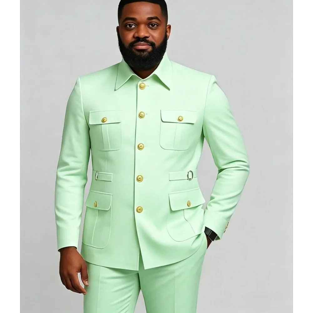 

Мужские костюмы Safari больших размеров: повседневный деловой комплект из пиджака и брюк, модная мужская одежда для высоких и крупных мужчин, для свадьбы, выпускного вечера, торжественных мероприятий