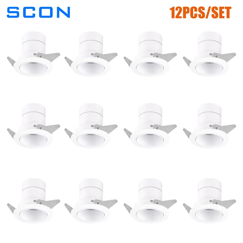 SCON Mini Downlight 5.5cm Hole 5W Plafond Embeded Wall Wash Lamp Interior Focus lighting Spotlight For Living Room Bedroom 12pcs