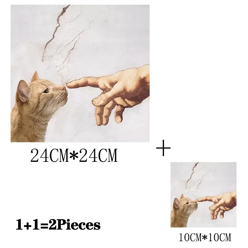 2Pcs/Lot Cute Cat Fusible Thermoadhesive T Shirt Stickers Ironing Applications Iron On Heat Thermal Transfer Patches For Clothes