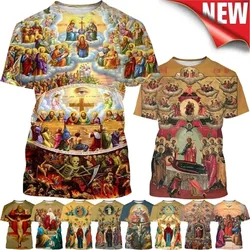 Gesù ama tutti cristiani stampa 3D t-shirt personalità vergine maria dio ti benedica maglietta da uomo manica corta Casual Tee top