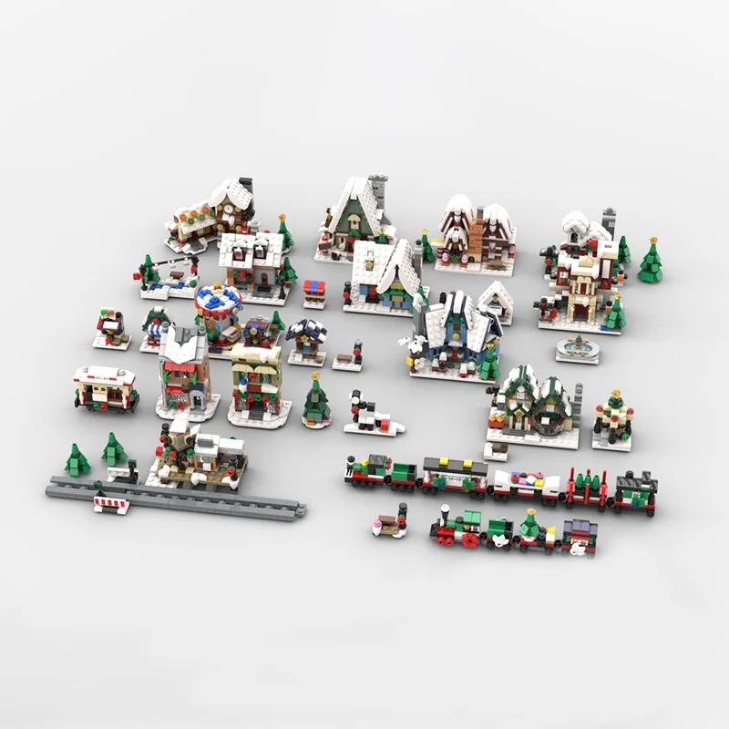 4464 قطعة MOC مجموعة قرية الشتاء الصغيرة نموذج كامل ألعاب البناء كتل هدايا عيد الميلاد لتقوم بها بنفسك فكرة إبداعية تعليم للأطفال #5