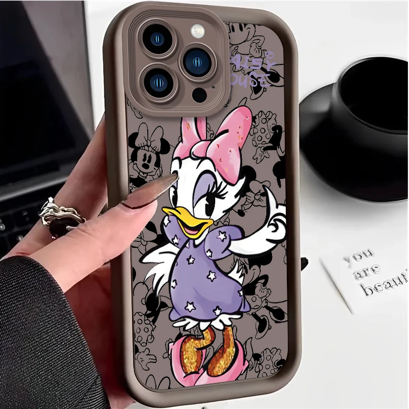 Disney-funda de silicona líquida a prueba de golpes para iPhone, carcasa de Mickey y Minnie para iPhone 15, 14, 13, 12 Mini, 11 Pro Max, XS, X, XR,