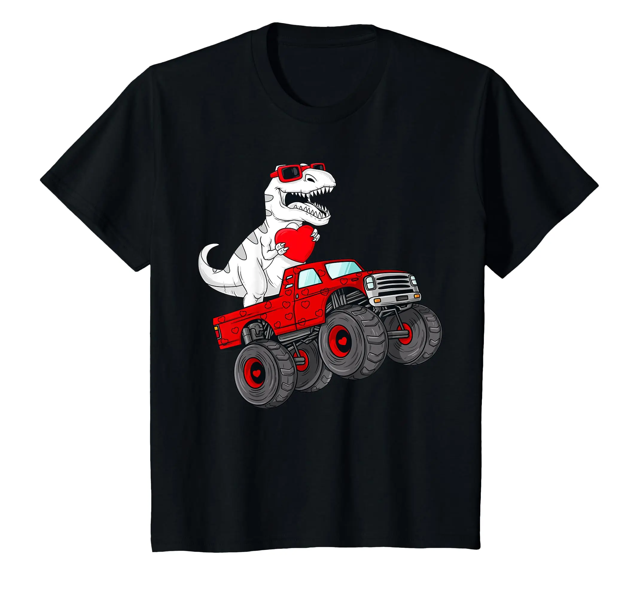 Valentines Day T Rex Riding Monster Truck Funny T-Shirt