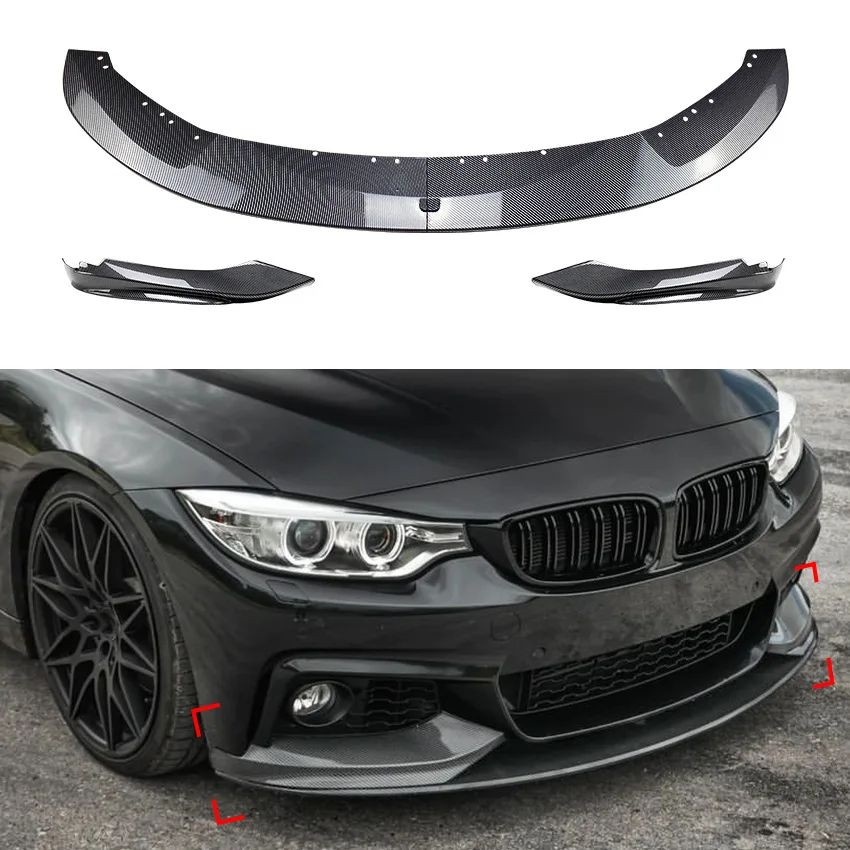 2014 To 2020 For BMW 4 Series F32 F33 F36 Universal Front Bumper Lip Diffuser Splitters Body By Gloss Black Carbon Fiber