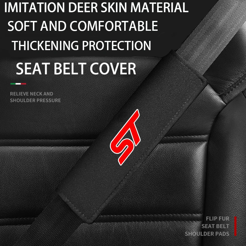 1PC Imitation Deer Leather Car Seat Belt Cover Adult Child Shoulder Protector Padding For Ford ST Focus Fiesta Ecosport Fusion