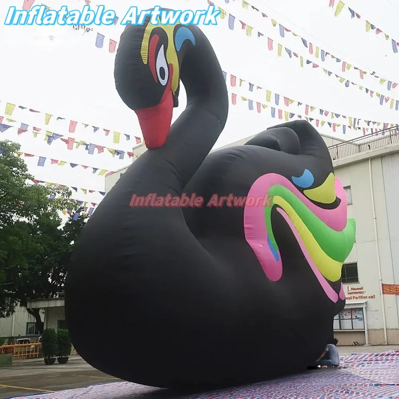 Personalized Air Blow ups Black Giant Inflatable Swan Mascot for Event Party Supply Toy