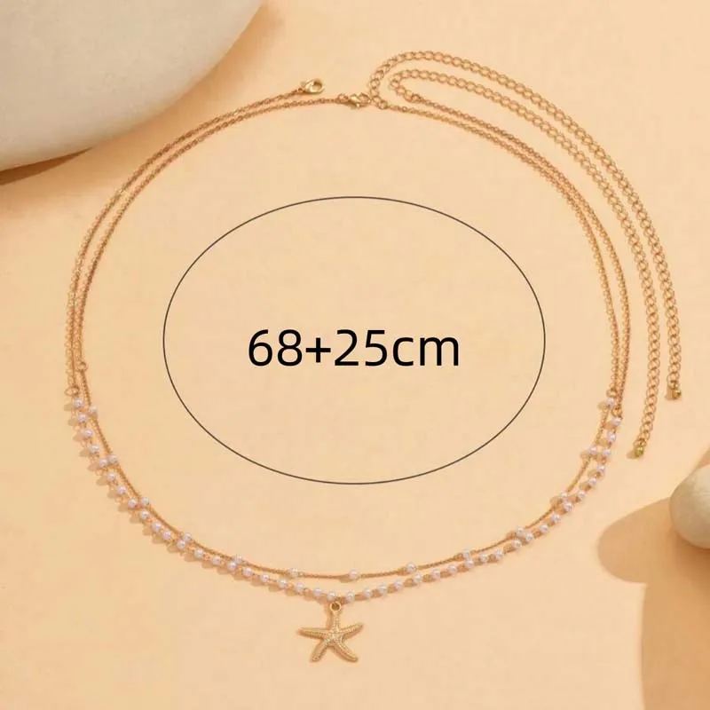 خمر اللؤلؤ دلاية شكل نجمة الخصر سلسلة للنساء جديد عصري الذهب اللون طبقة مزدوجة مطرز البطن سلسلة مجوهرات للجسم هدايا الحفلات #4