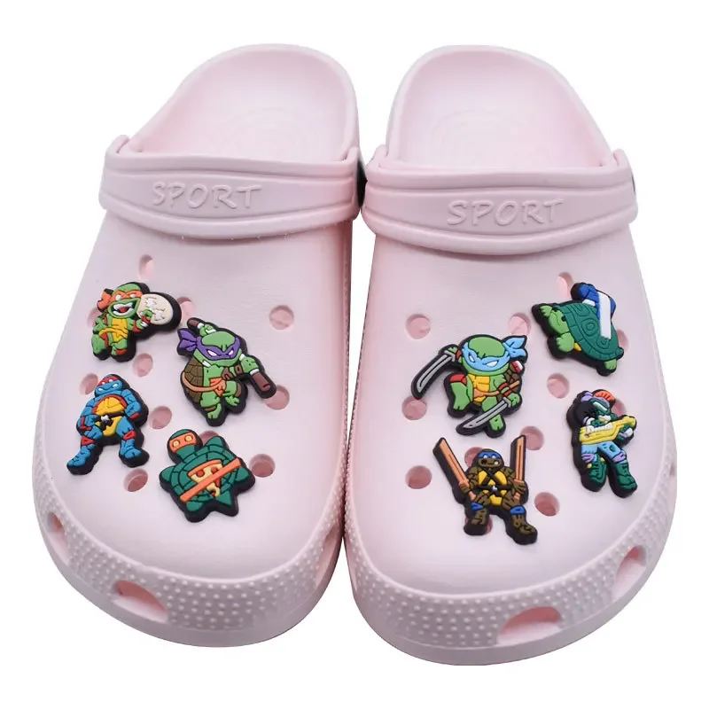 Breloques de chaussures de la série Anime Tortue Ninja, décorations de chaussures bricolage, accessoires, décoration de sandales, cadeau pour enfant, 1 ensemble, 11 pièces