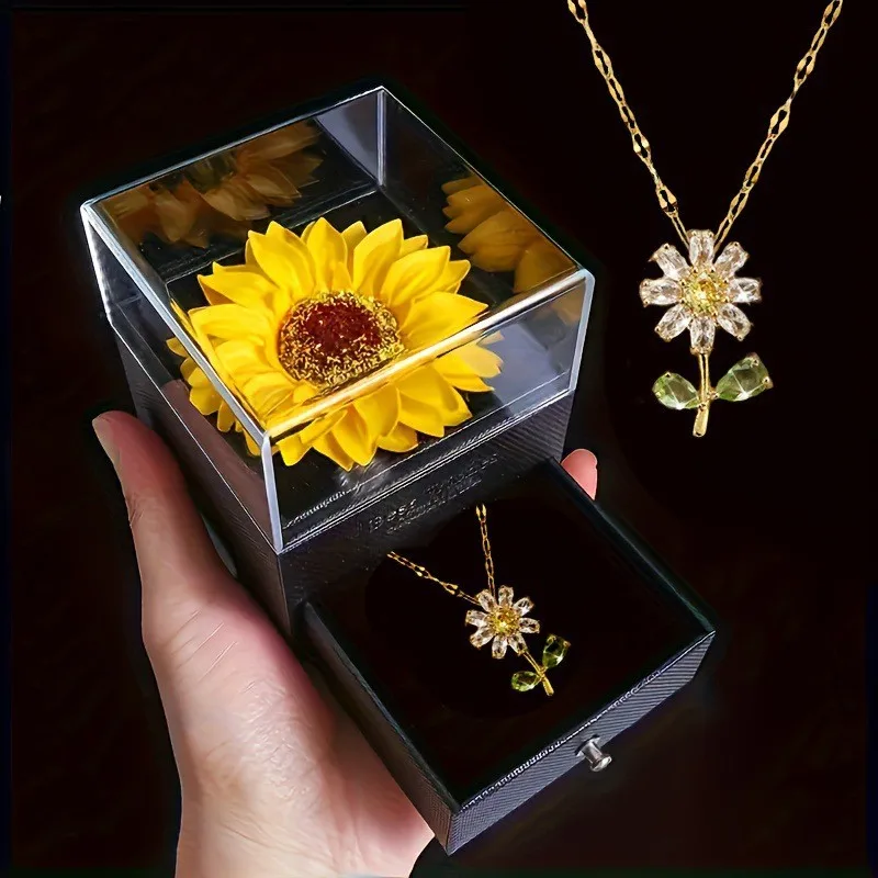 Caja de regalo de girasol para el Día de San Valentín, regalo perfecto para esposa y Mamá, día de la madre, boda, aniversario, Navidad, regalo de San Valentín