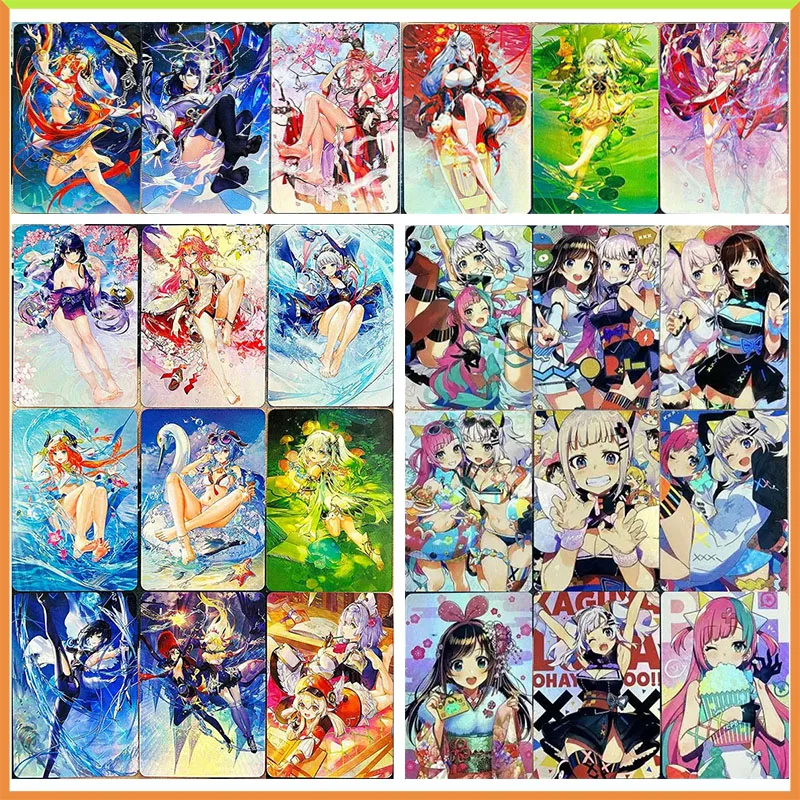 

9PC/Set Anime Goddess Story DIY ACG Laser Refraction Foil Hu Tao Yelan Toys for boys Collectible Card Christmas Birthday Present