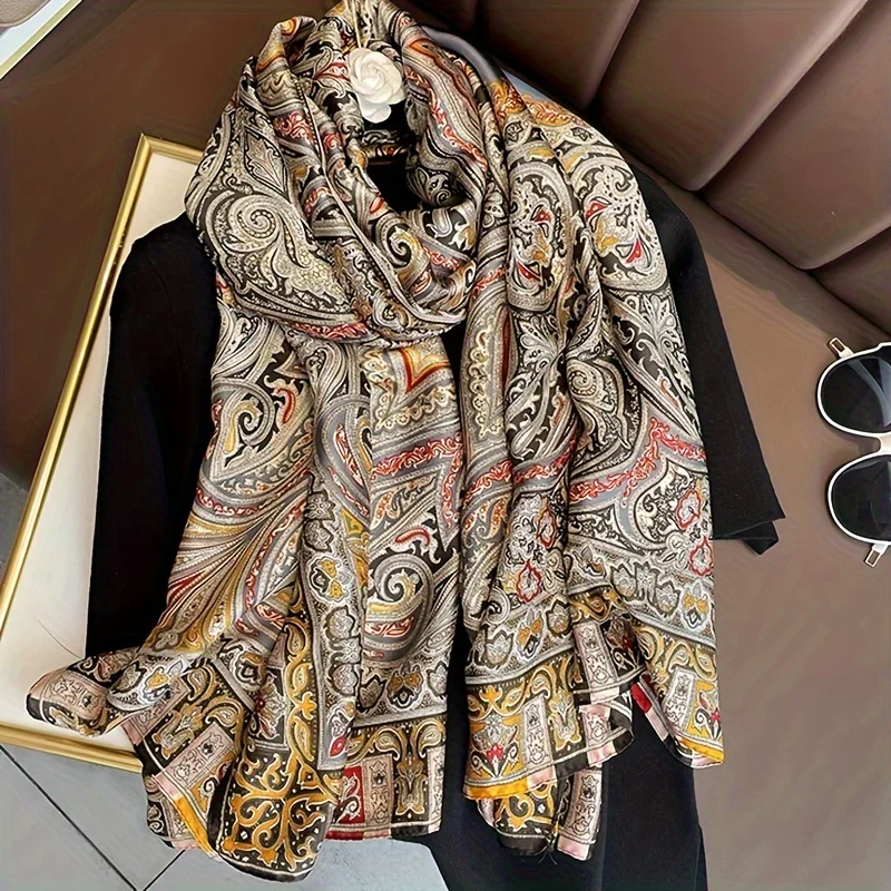 Luxury Mixed Color Paisley Printed Scarf Leisure Style Thin Smooth Shawl Travel Sunscreen Beach Towel For Women