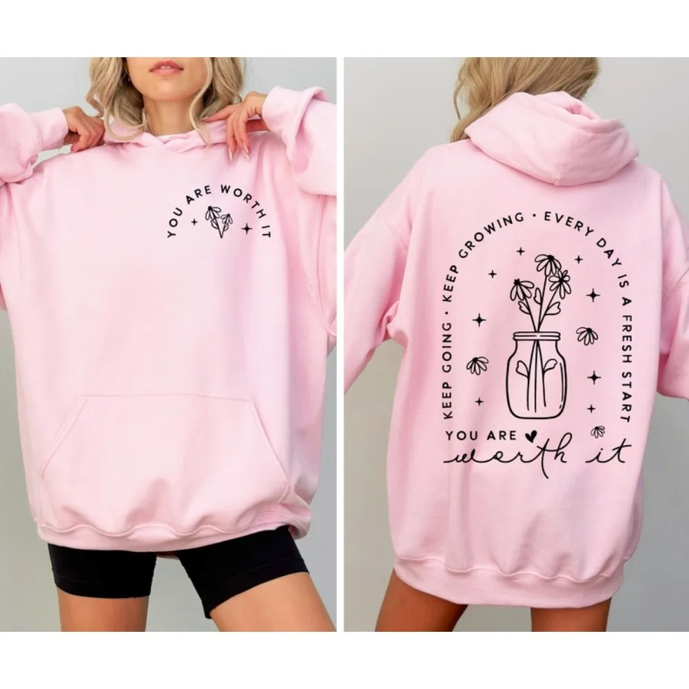 당신은 그럴 만하다 후드티 계속 가는 것이 필요하다 후드티 긍정적인 인용문 동기 부여 후드티 자기 사랑 영감을 주는 겨울 풀오버