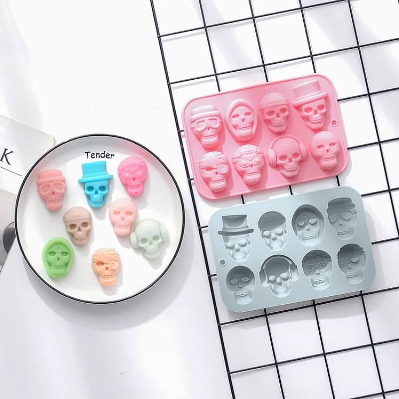 Skull Design Chocolate Mold DIY Halloween Fondant Candy Silicone Mold Resin Clay Model Cake Decorating Tool Baking