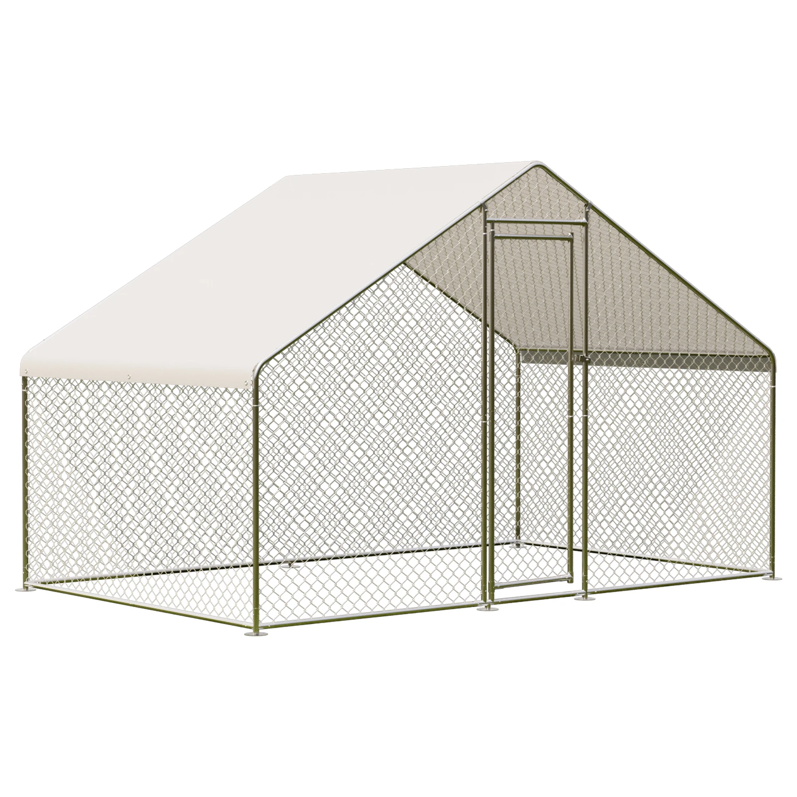 Large Metal Chicken Coop, Heavy Duty Walk-In Chicken Run with Wire Mesh, Waterproof Anti-UV Cover and Security Lock, Outdoor Poultry Cage for Chickens Ducks Geese Rabbits in Yard Garden Backyard