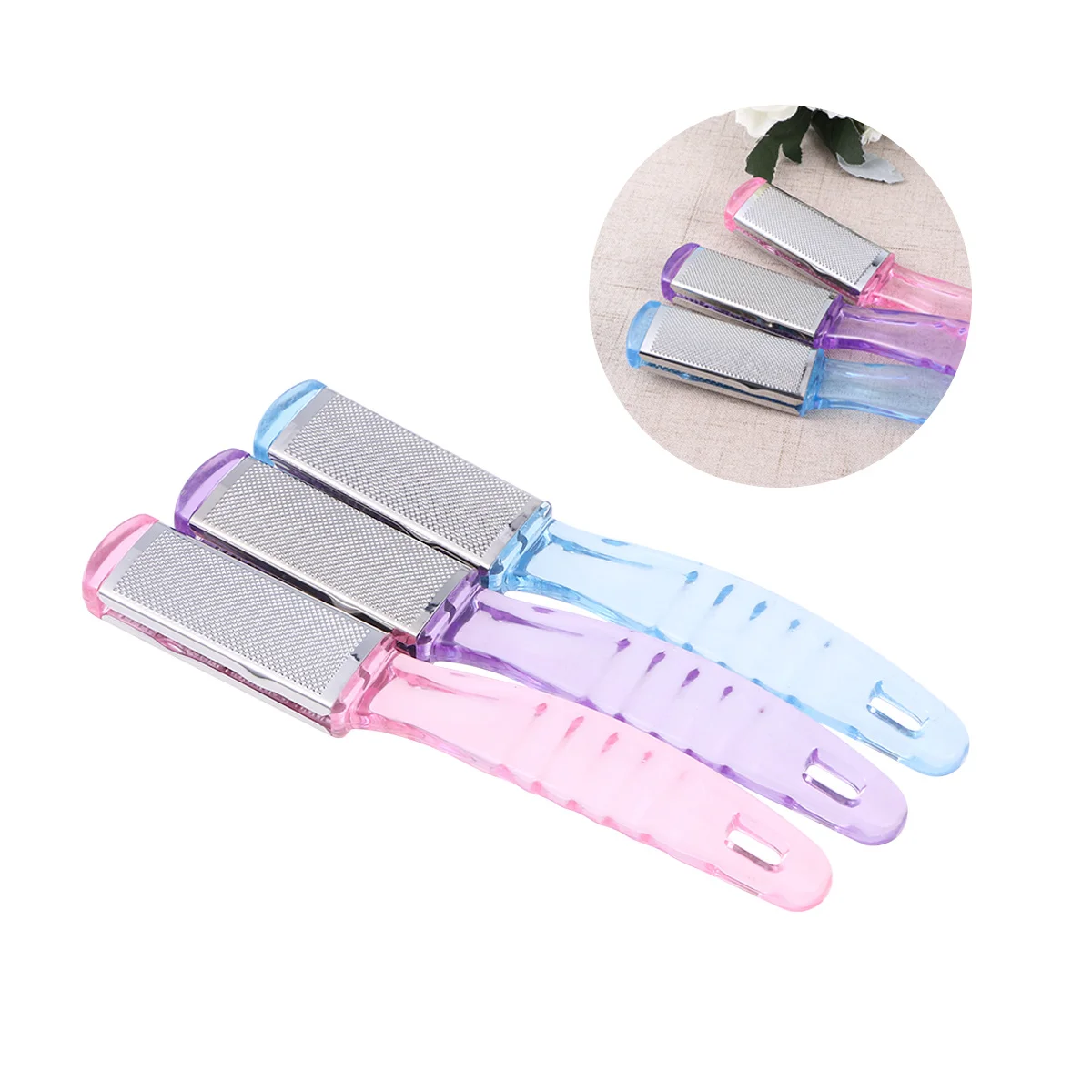 

1Pcs Foot Callus Remover Stainless Steel Double-Sided Exfoliating Scrub Comfortable Plastic Handle Efficient Dead Skin Remover