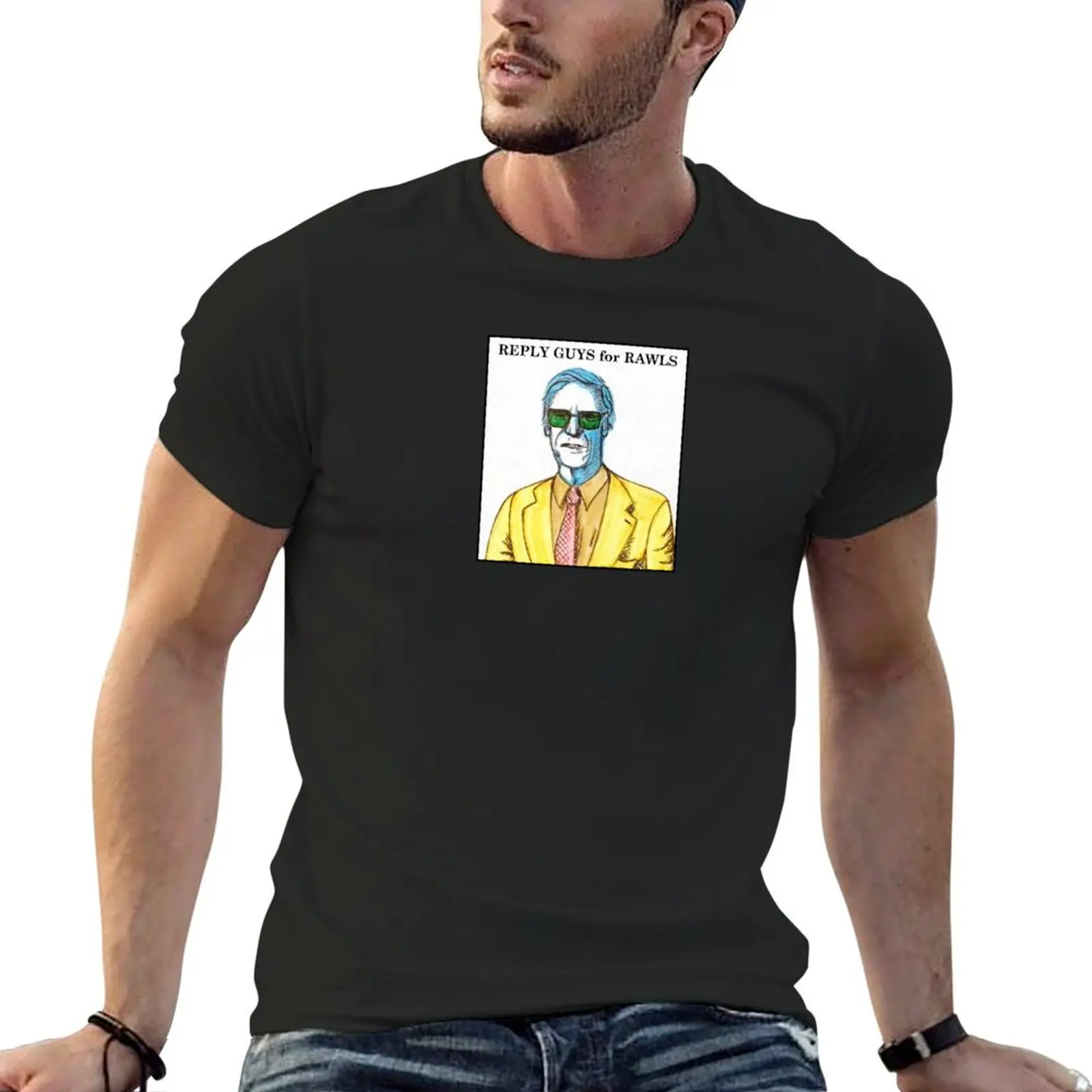 Philosopher Doodle Portrait: Reply Guys for Rawls T-Shirt sports fans blanks mens graphic t-shirts pack