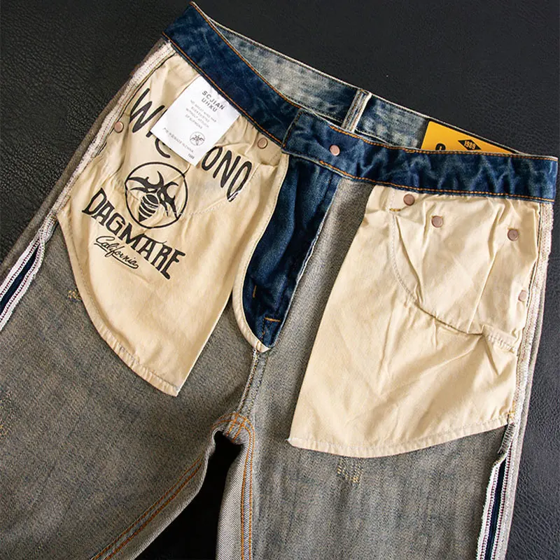 Jeans da uomo firmati di moda Jeans strappati Slim Fit elasticizzati blu lavati retrò di alta qualità da uomo pantaloni in Denim Vintage stile italiano