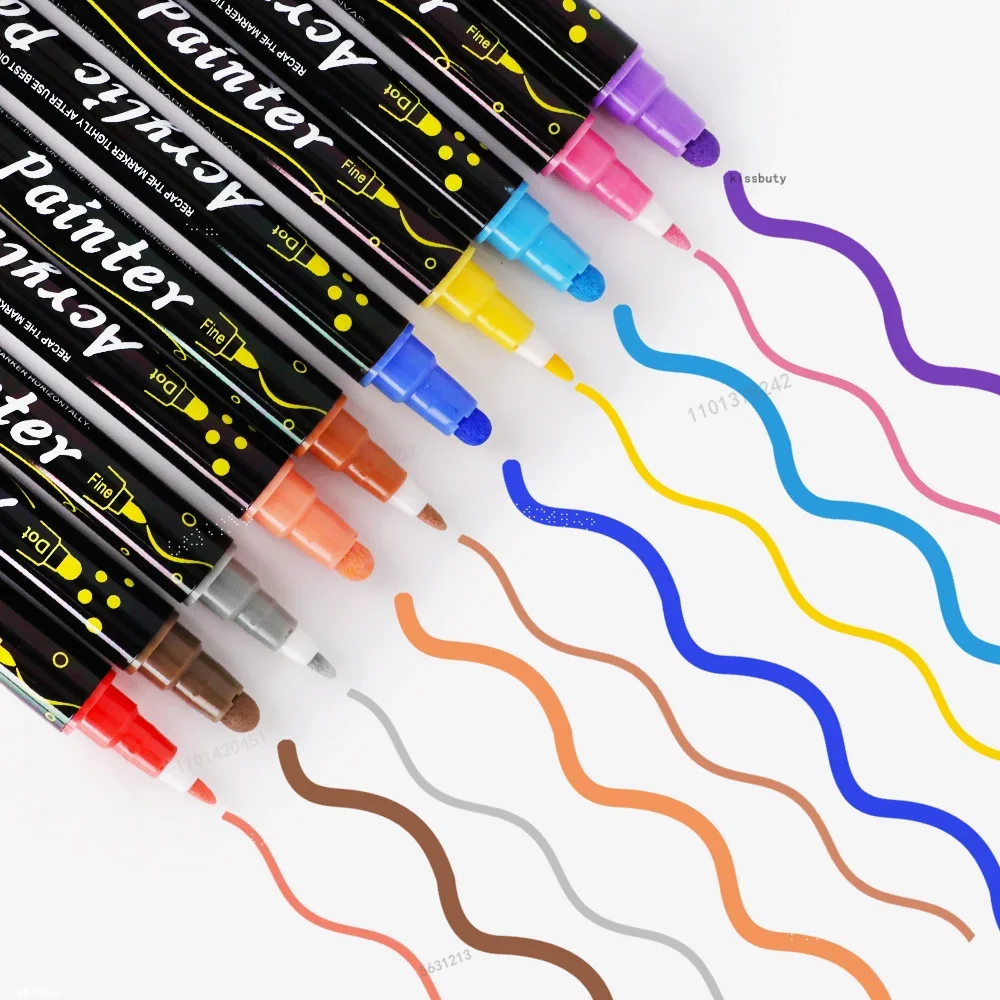 36 Colors Dual Tip Acrylic Paint Markers, 1mm&5mm Art Pens for Rock Wood Canvas Glass Ceramic DIY Painting Crafts