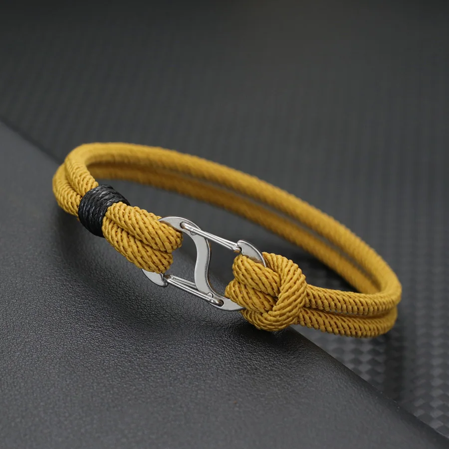 New Casual Rope Bracelet for Men Detachable Stainless Steel S Hiking Buckle Wrap Braclet Male Outdoor Sports Armband Jewelry