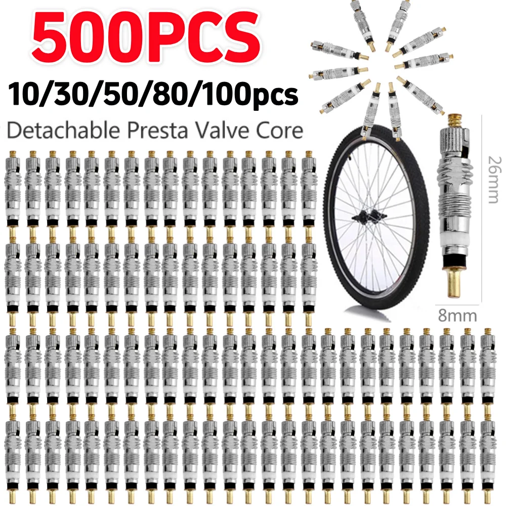 

5-500 шт. съемный велосипедный клапан Presta, сменный сердечник, медные трубки для шоссейного велосипеда MTB, инструмент для ремонта деталей ﻿