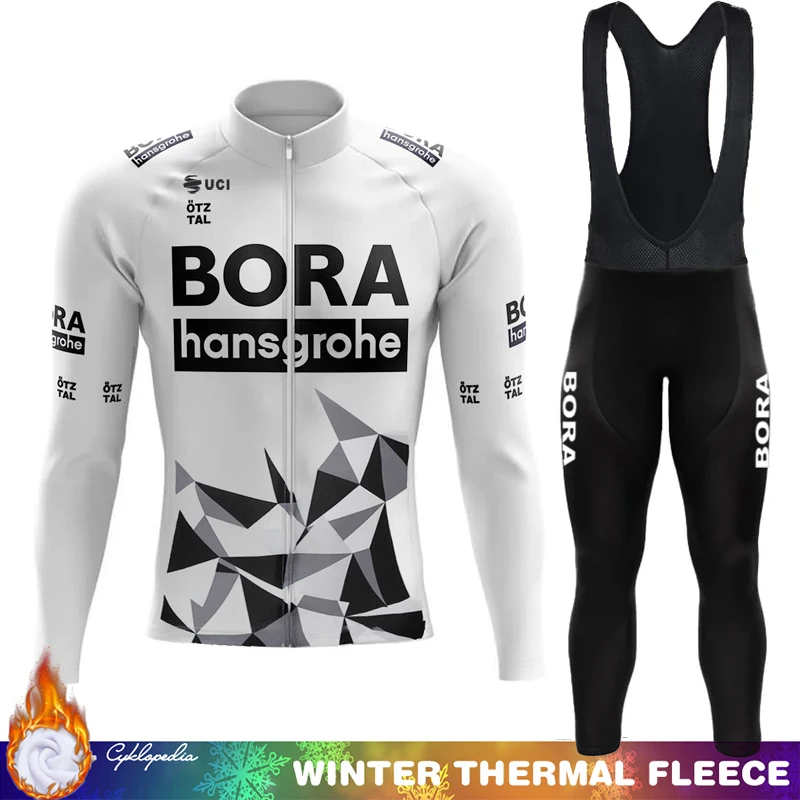 

Triathlon UCI BORA Winter Cycling Jersey Men Thermal Fleece Men's Shirt Outfit 2025 Retro Mtb Clothing Man Set Bike Bib Clothes