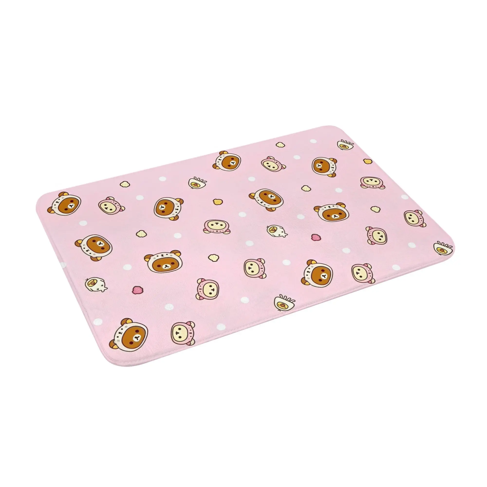 

Розовый коврик для ванной из пены с эффектом памяти Rilakkuma, нескользящий быстросохнущий коврик для ванной комнаты, ковер для кухни, душа, ванны