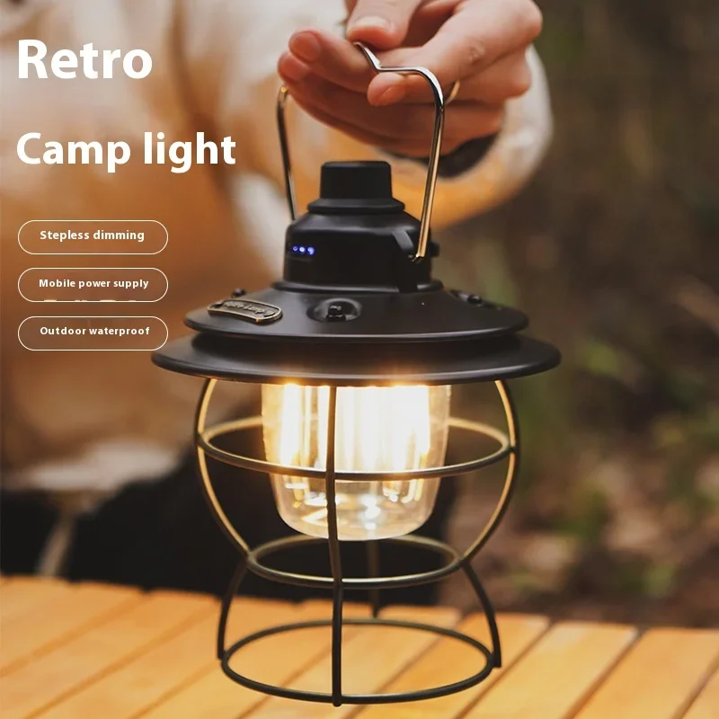 Outdoor multifunctional camping origin new camping lamp camping lamp tent lamp charging retro portable lantern