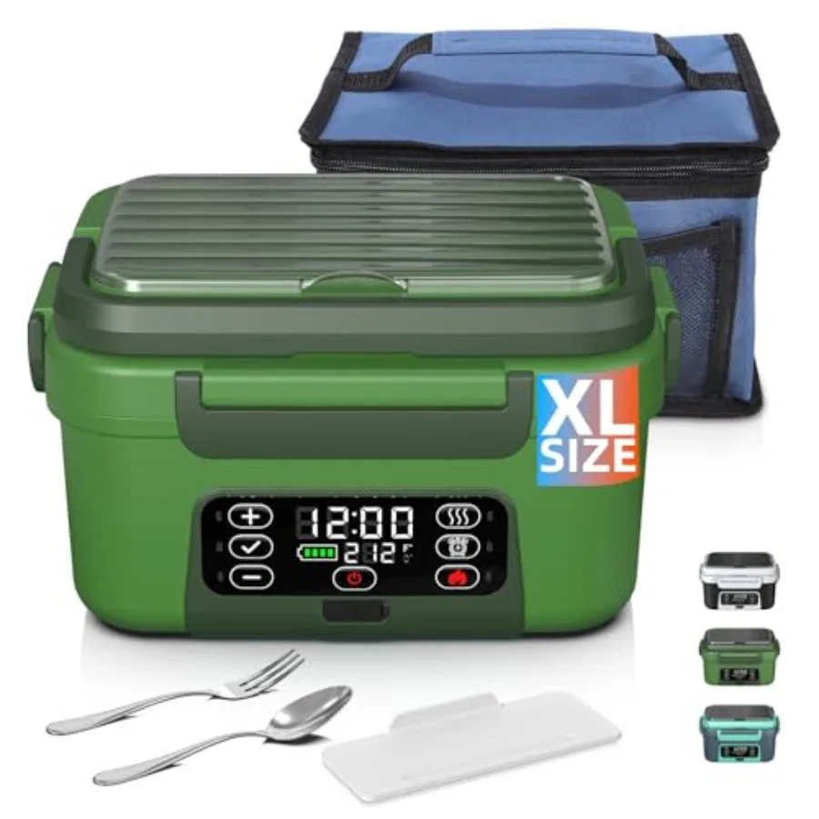 

Cordless Electric Heated Lunch Box, XL 6.3Cups Rechargeable Food Warmer Lunch Box with Self Heating, Smart Timer, Adjustable Te