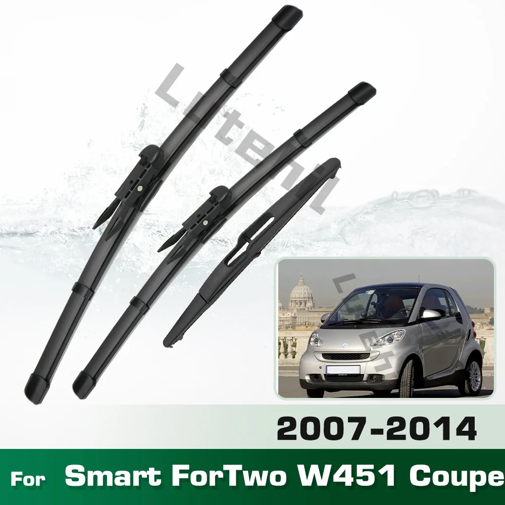 

ForTwo W451 Coupe 2007-2014 стеклоочиститель с левым рулем, набор передних и задних щеток стеклоочистителя для умного лобового стекла, 23 "21" 10"