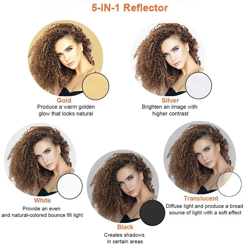 60cm 80cm 110cm Portable Photo Studio 5 in 1 Light Diffuser Photography Reflector Collapsible