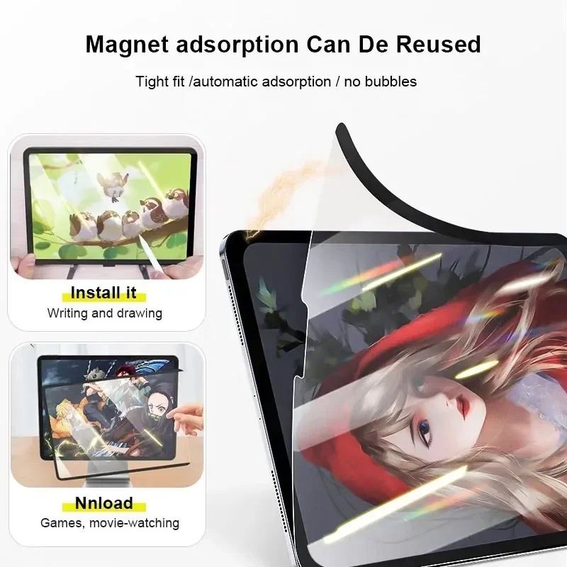 Paper Feel Reusable Magnetic Screen Protector For Samsung Galaxy Tab A9 A8 S6 Lite S7 S8 S9 FE Plus Matte Frosted Writing Film image 3