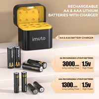 AA/AAA battery set,  rechargeable lithium battery charging box set, 8-pack set, household，high-performance cyclic charging