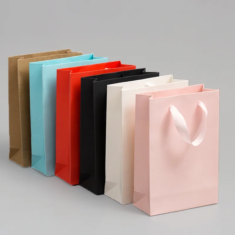 100pcs Paper Bag  Jewelries Packaging Cosmetic Makeup Storage Gift Bags Custom Logo Print Personalized Business Logo