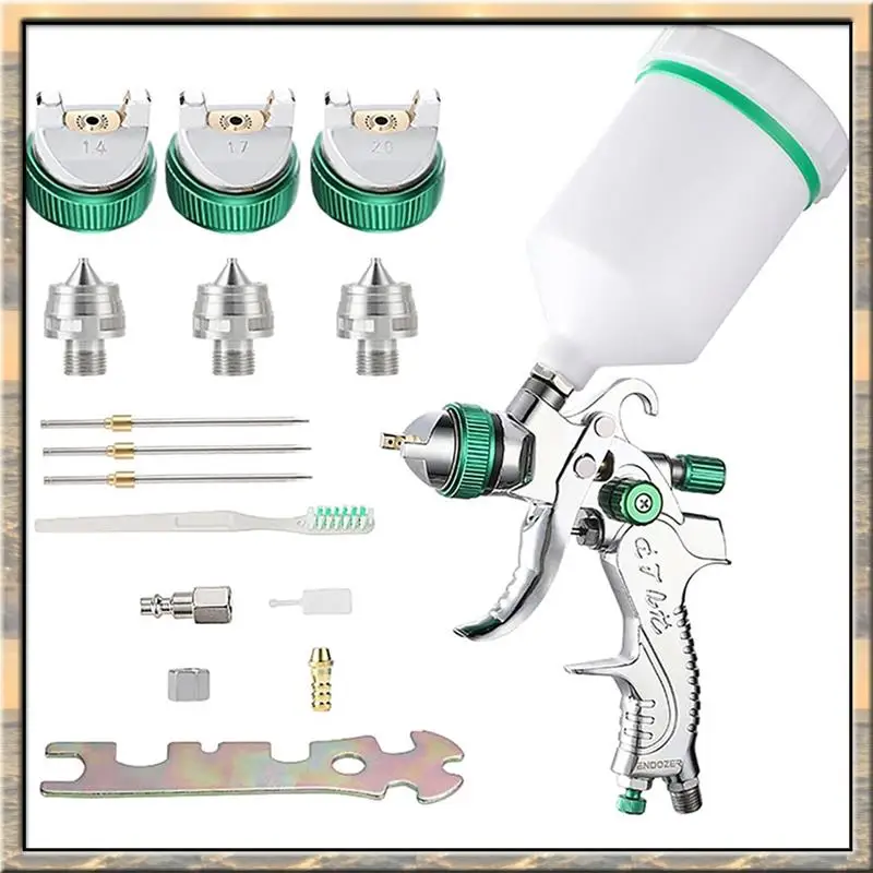 2026 HOT Professional Paint Spray Gun Set HVLP For Precision Painting Includes 1.4/1.7 2.0Mm Nozzles