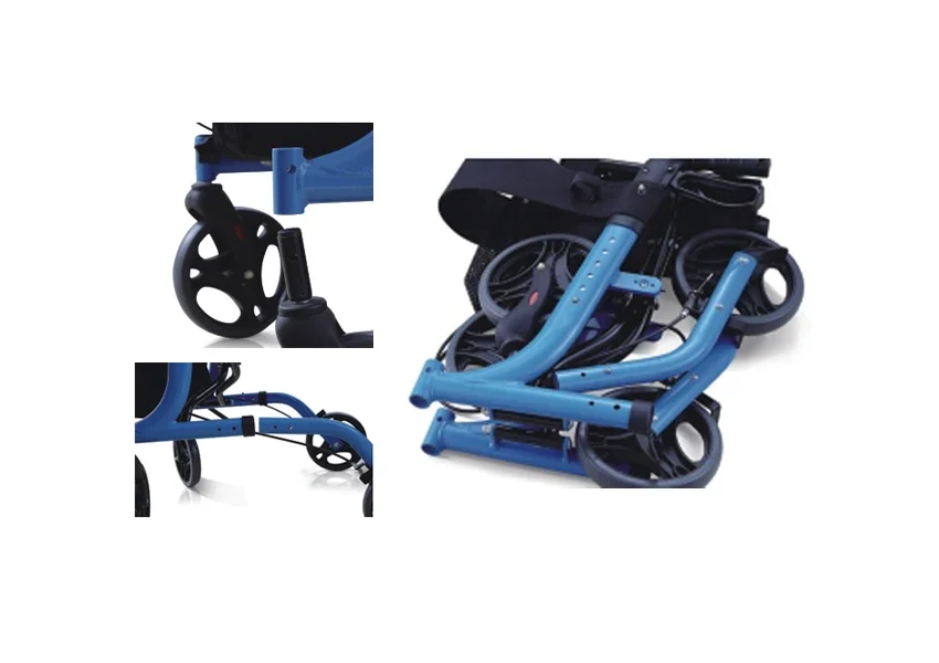 Aluminum Durable Foldable Walker Rollator Attached Shopping Bag for disabled
