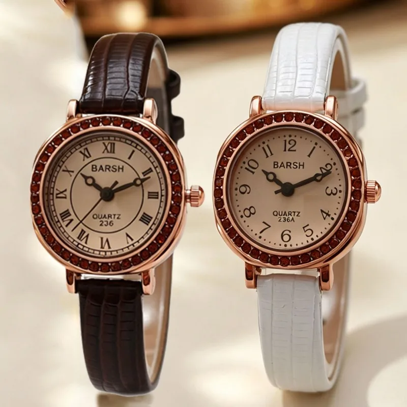 Luxury Women Watch Fashion Leather Strap Quartz Wristwatches Small Arabic Numeral Dial Ladies Watches Wholesale Student Clock