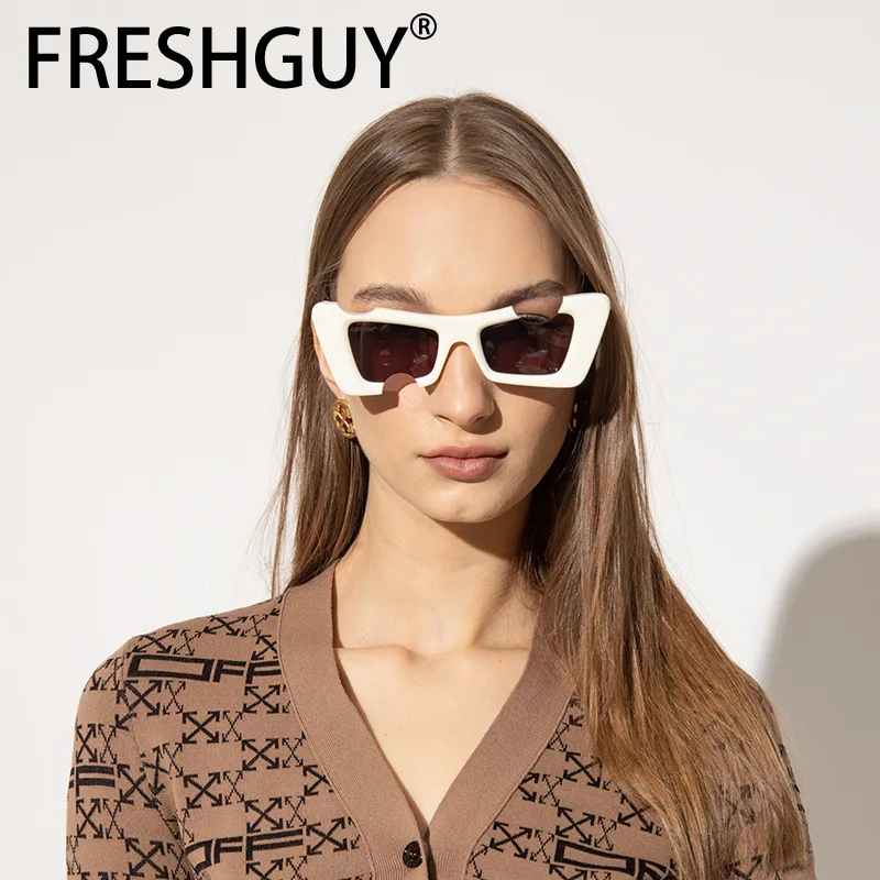 FRESHGUY Fashion Women's Men Sunglasses Personality Notch Design Irregular Outdoor Travel Sunglasses Gafas De Sol 2024 New