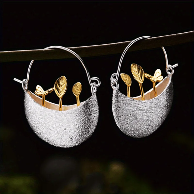Vintage Exquisite Blumentopf-förmige Creolen für Damen, Modisches Kreatives Design, Festival-Jubiläums-Schmuck-Accessoires, Geschenke