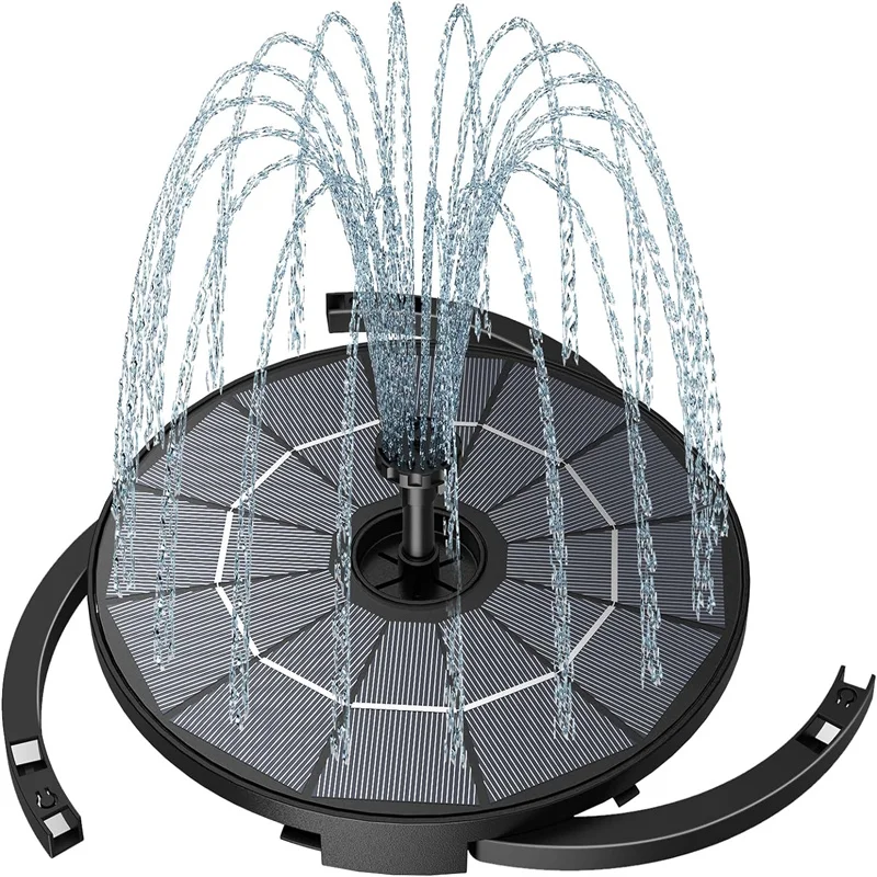 

DIY solar fountain pump with 1.2 meter power cord, solar powered bird bath fountain with 6 nozzles for bird baths garden ponds