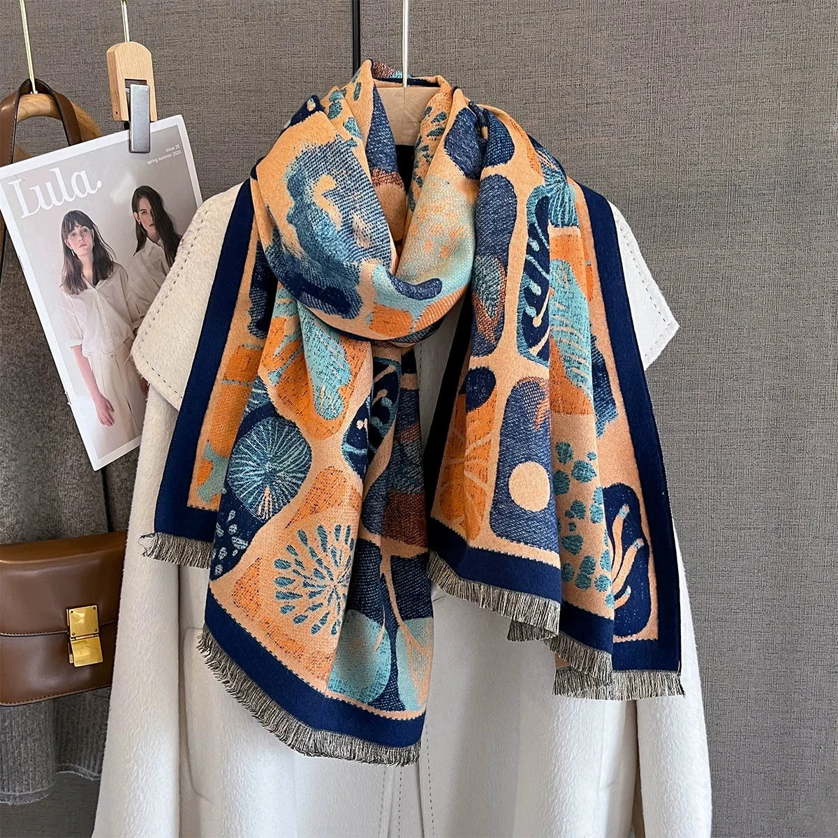 

Роскошный осенне-зимний кашемировый шарф, женский новый теплый шарф из пашмины, пончо, шарфы, модная шаль с принтом, толстый платок Bufanda