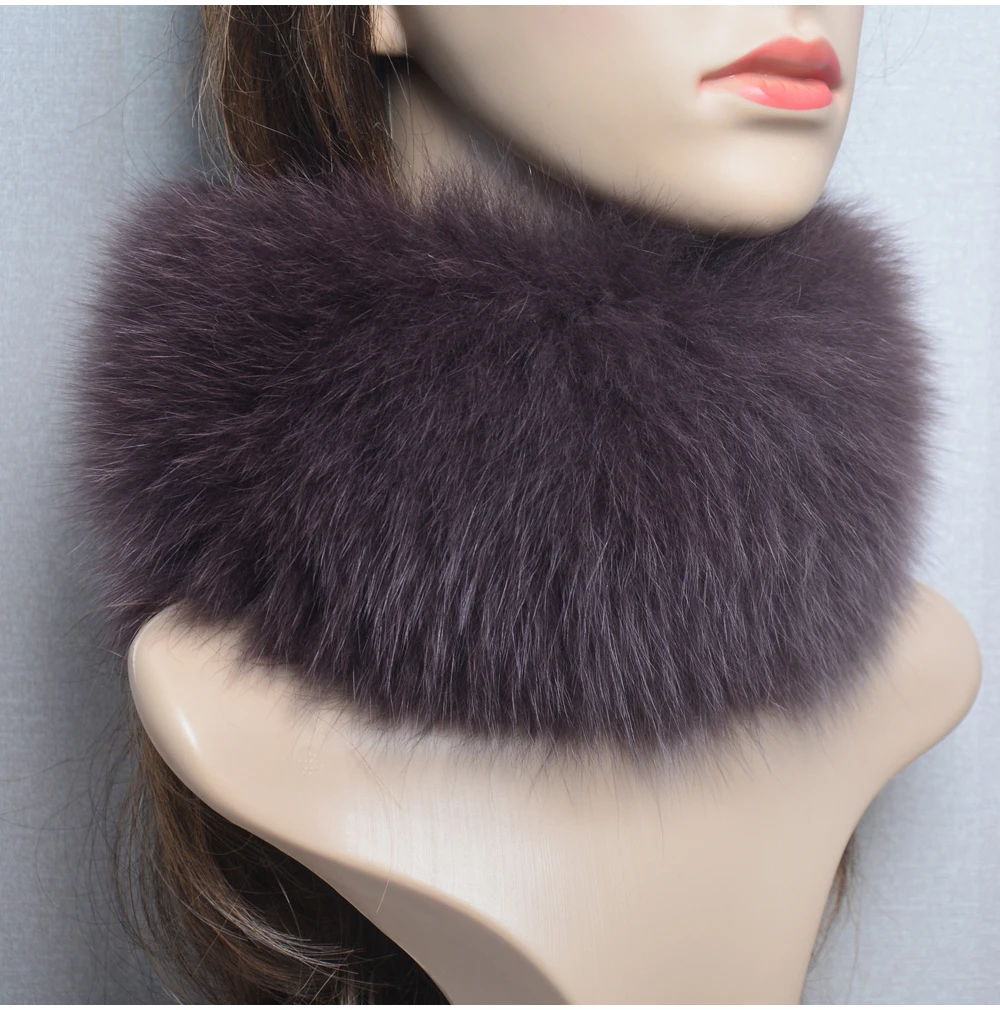 New Luxury Women Outdoor Fox Fur Ring Scarf Winter Good Elastic Knit Real Fox Fur Scarves Neck Warmer Natural Fur Headband Wrap