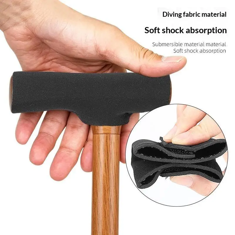 1Pcs Soft Anti Slip Cane Handle Cover Shock Absorption Adjustable Crutch Pads Fit For Elderly Daily Walking Aid Accessories