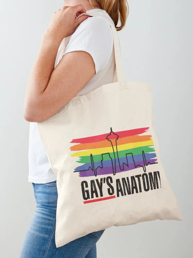 Gay's anatomy logo (Heartbeat skyline) Tote Bag Women's shopper hand bags Lady bags custom bags Canvas Tote Bag