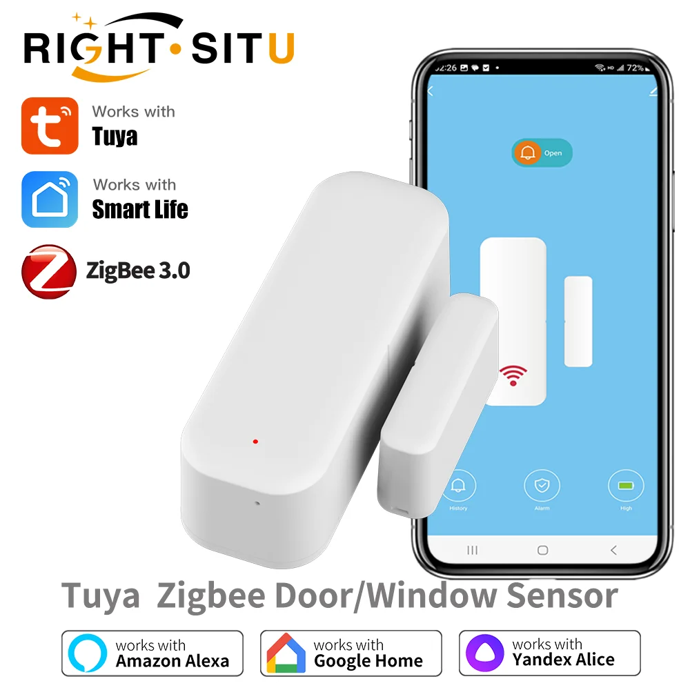 Tuya Zigbee 3.0 Door Sensor Window Sensor Contact Sensor For Smart Home Smart Life APP Remote Control Compatible with Alexa