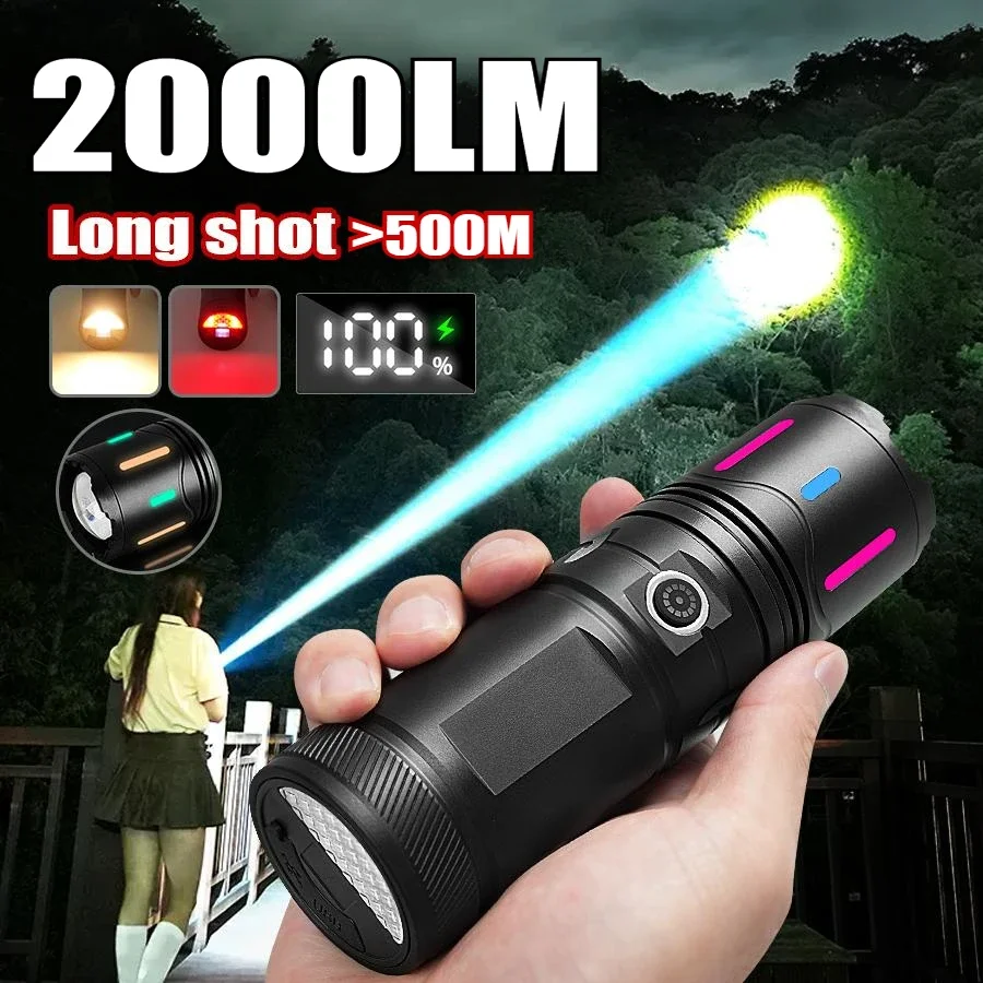 

Powerful LED Flashlight 18650*3 Battery 2000LM Super Bright Torch Light Zoomable Lamp USB Rechargeable Lantern Outdoor Lantern