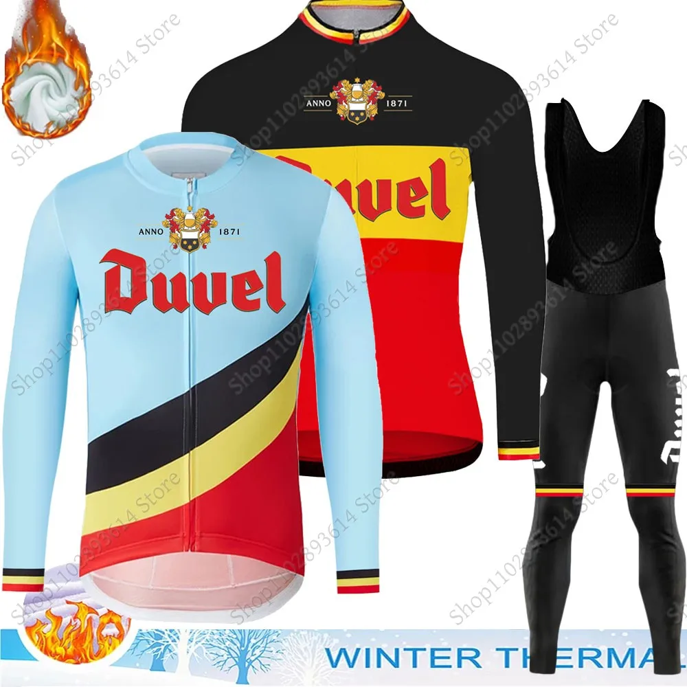 2024 Duvel Belgium Cycling Jersey Set Winter Beer Clothing Suit Long Sleeve MTB Bike Road Pants Bib Ropa Ciclismo Maillot