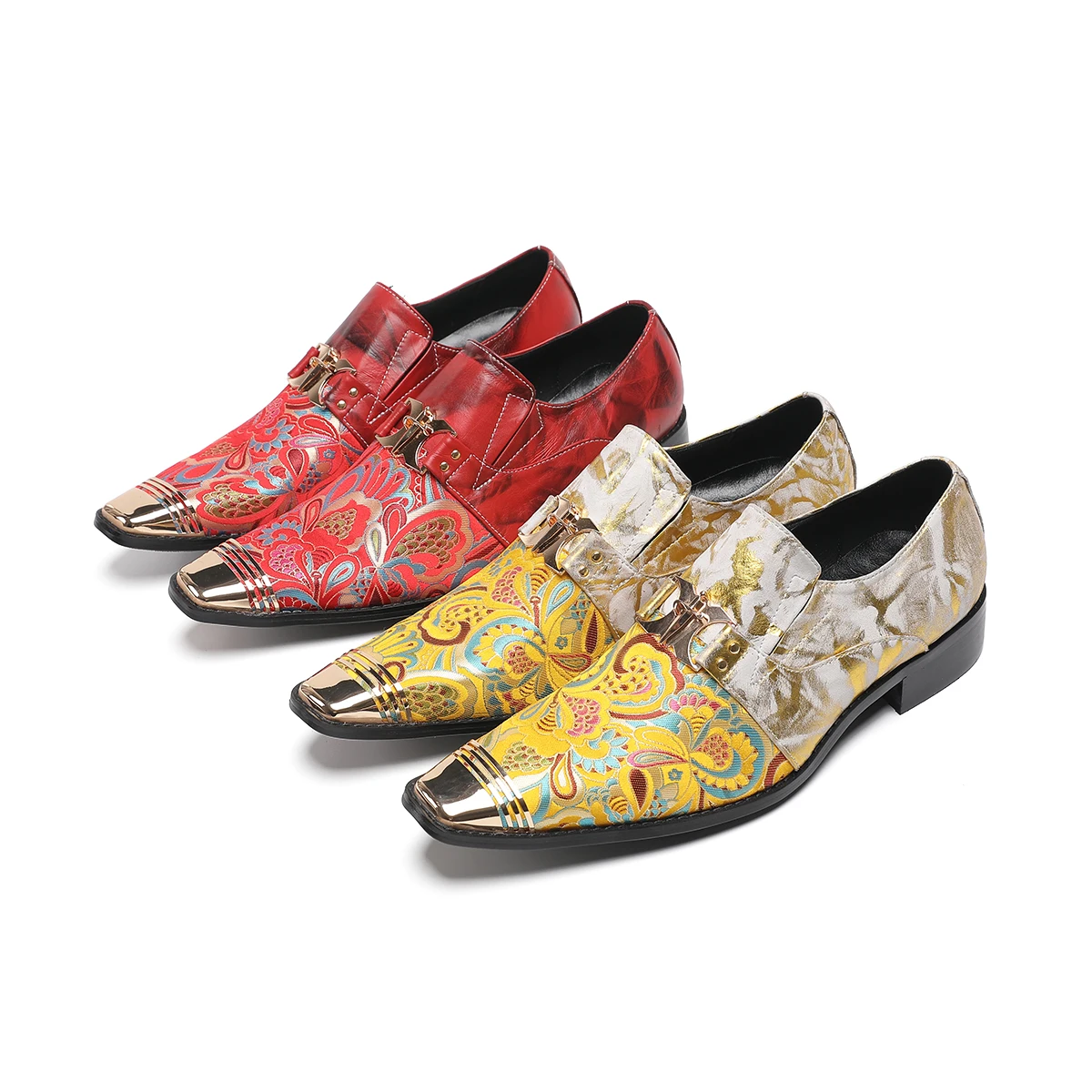 

Мужская обувь с квадратным носком, Sapatos Masculinos, золотые, металлические, красные, желтые, свадебные, Zapatos De Hombre, кожаные мокасины на низком каблуке, оксфорды