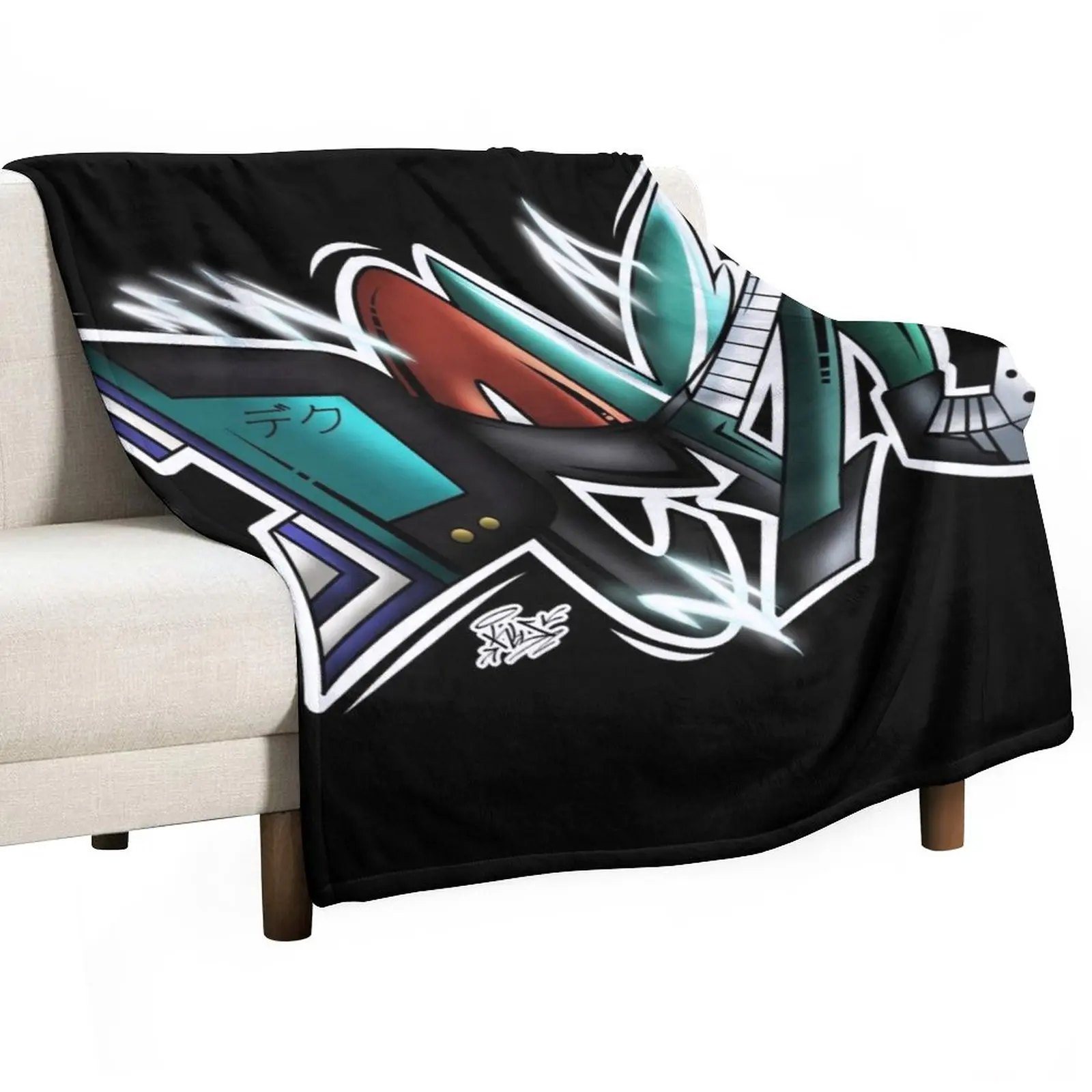 

Graffiti - Deku Throw Blanket Polar Plaid on the sofa Fluffy Softs Blankets