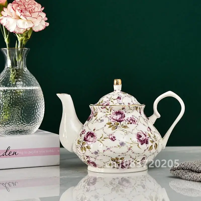 400ML European Bone China Teapot English Afternoon Tea Set Teapot High-Grade Porcelain Coffee Pot Heat Resistant Kettle Pot